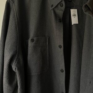 GAP Men's Charcoal Waffle Knit Shirt Jacket